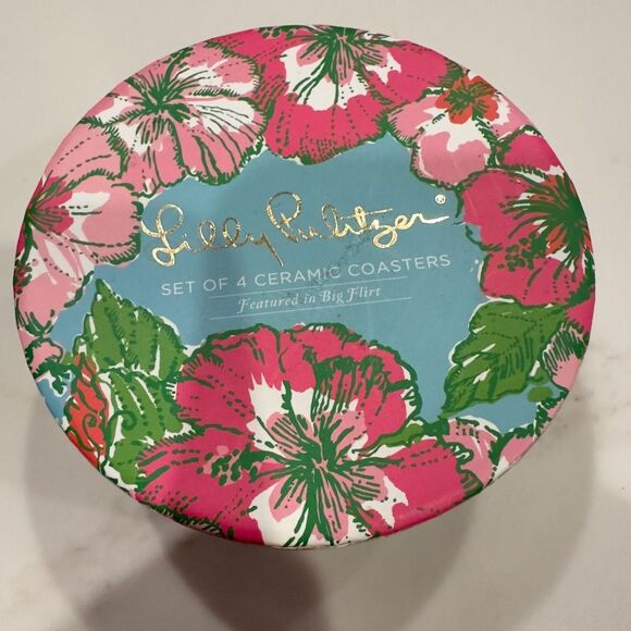 NWT Lilly Pulitzer Big Flirt Ceramic Coaster Set of 4 - Picture 3 of 5